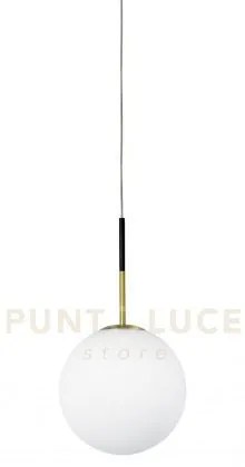 Jugen sospensione 1 luce ottone attacco e27  sfera bianco opaco d. ...