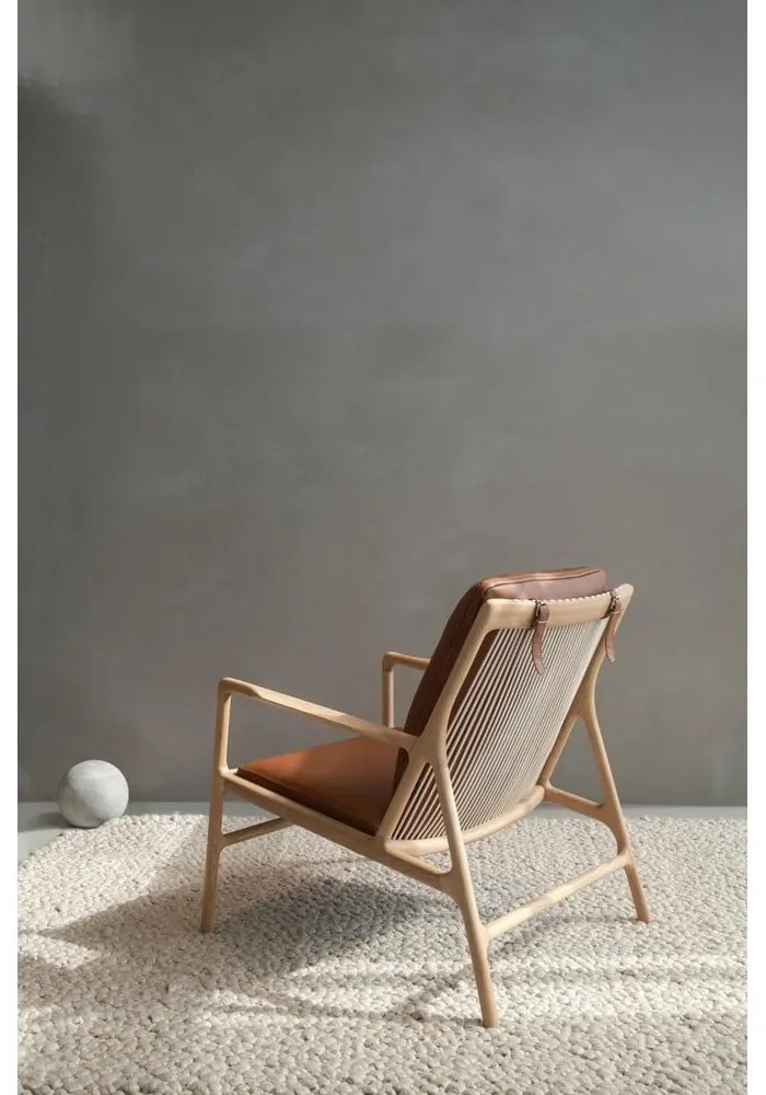 Poltrona in pelle di colore marrone-naturale Dedo - Gazzda