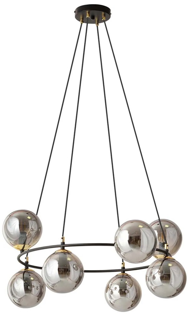 Lampadario Minimal Tiamat Acciaio Nero Oro Grigio 7 Luci E14 Ip20