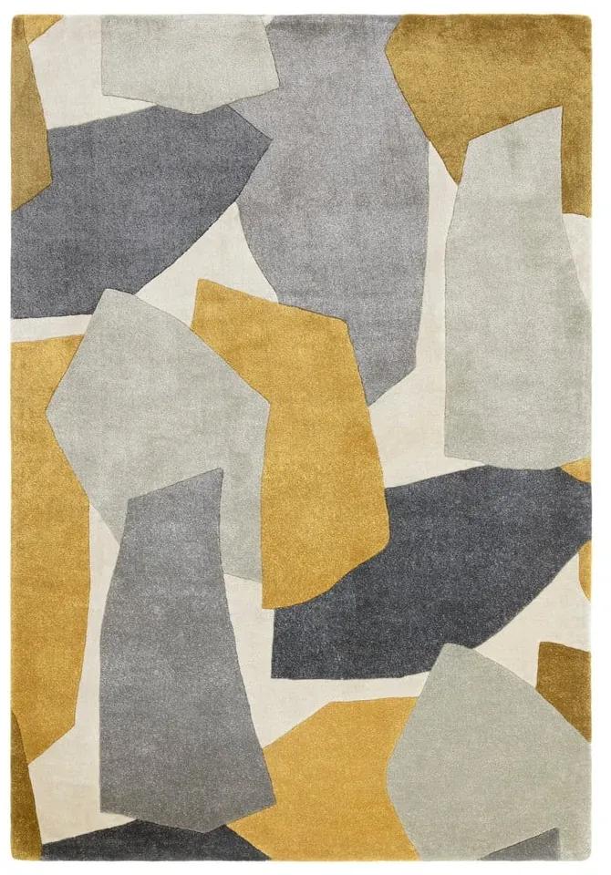 Tappeto in fibra riciclata tessuta a mano in giallo ocra e grigio 120x170 cm Romy - Asiatic Carpets