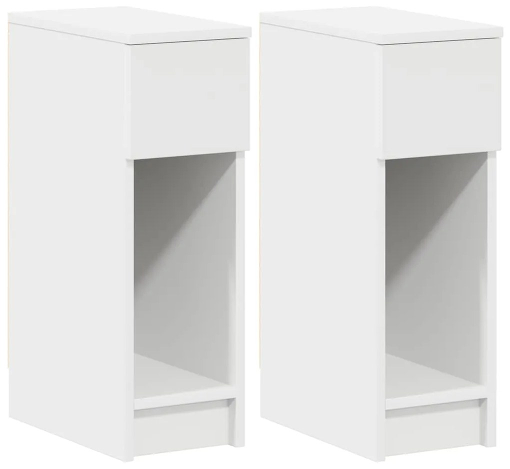 Comodini con cassetto 2 pz bianco 20x36x60 cm
