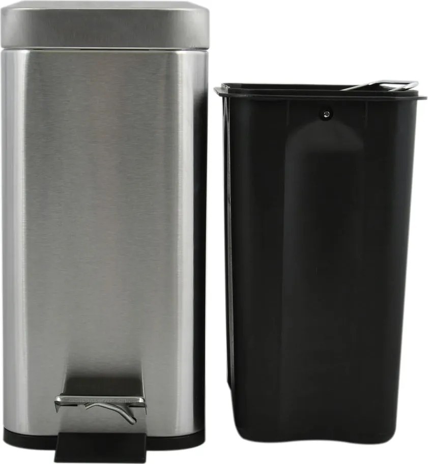 Cestino per la spazzatura color argento opaco in acciaio con pedale 5 l Erik – Spirella