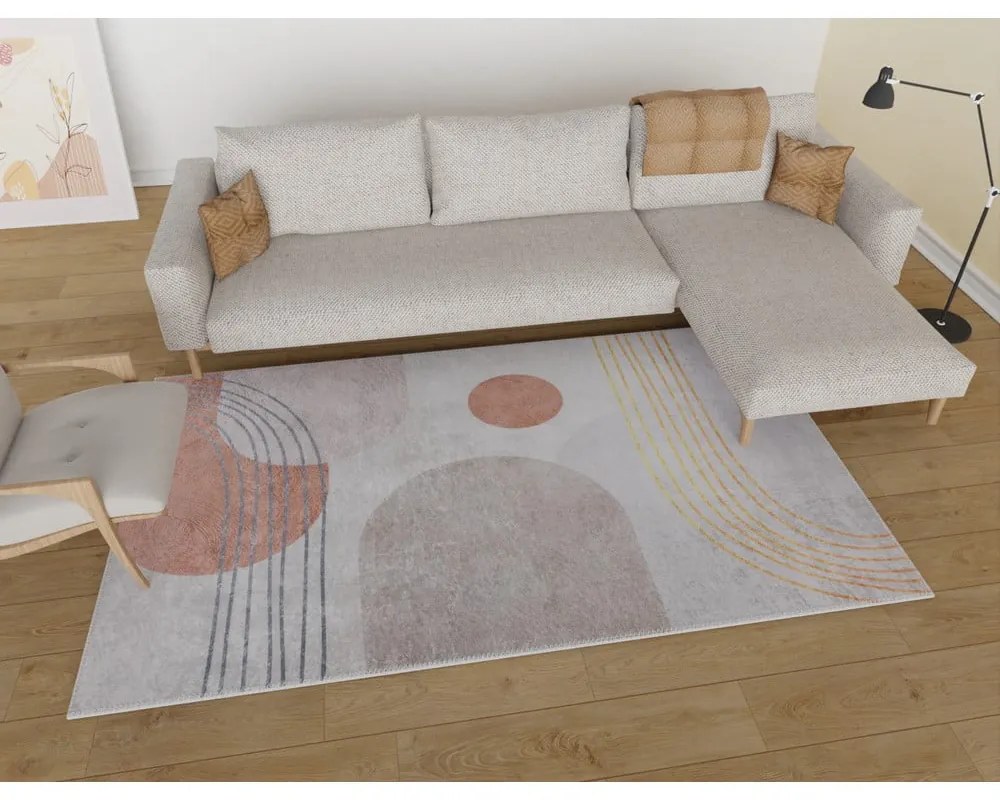 Tappeto lavabile arancio e crema 80x150 cm - Vitaus