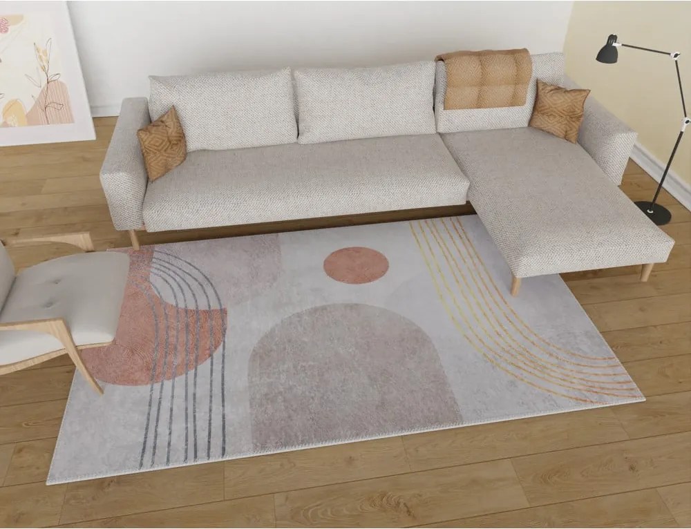Tappeto lavabile in arancione e crema 50x80 cm - Vitaus