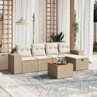 Set Divano da Giardino 6 pz con Cuscini Beige in Polyrattan 3265167