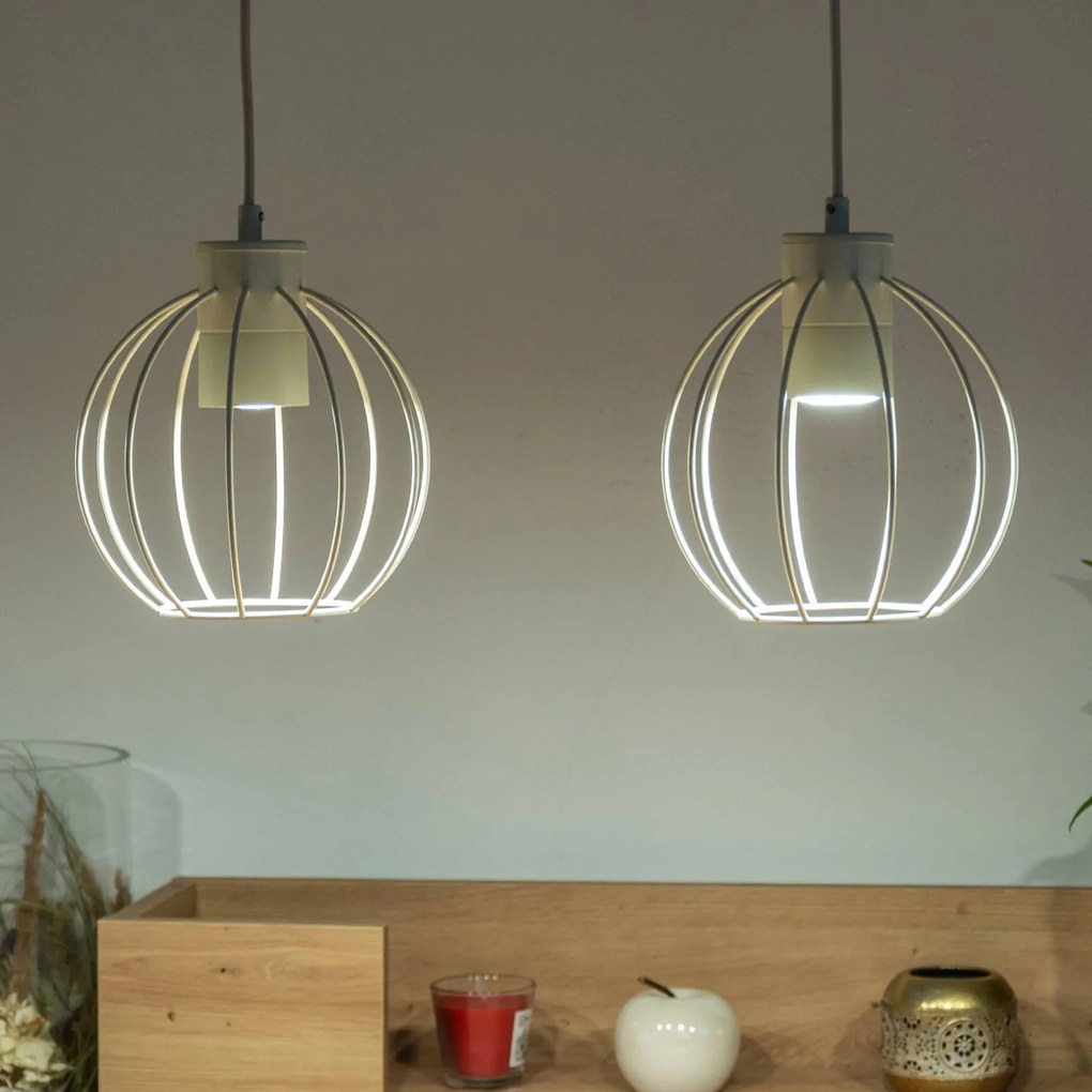 HELAM Lampada a sospensione STARLIGHT, bianco crema, a 4 luci, lunghezza 100 cm in