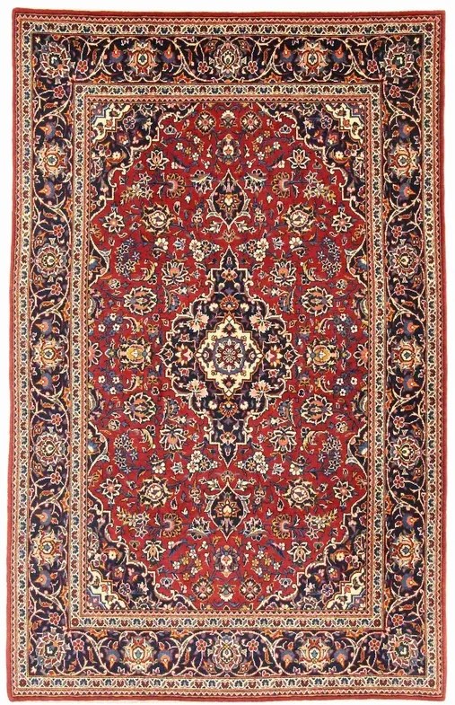Kashan Tappeto persiano 140x220 Rosso (Iran) Annodato A Mano
