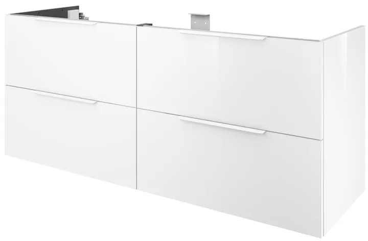 Mobile da bagno sospeso sotto lavabo L 150 x H 64 x P 48 cm bianco, 2 ante Neo, Maniglie acquistabili separatamente
