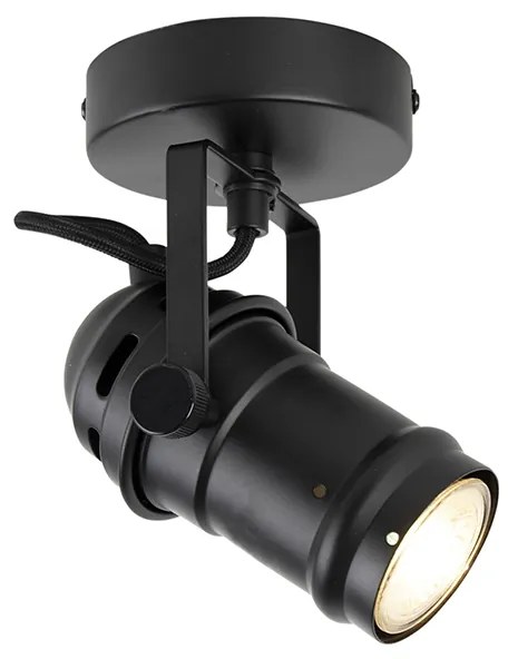 Faretto industriale nero girevole e orientabile senza paralume - Movie