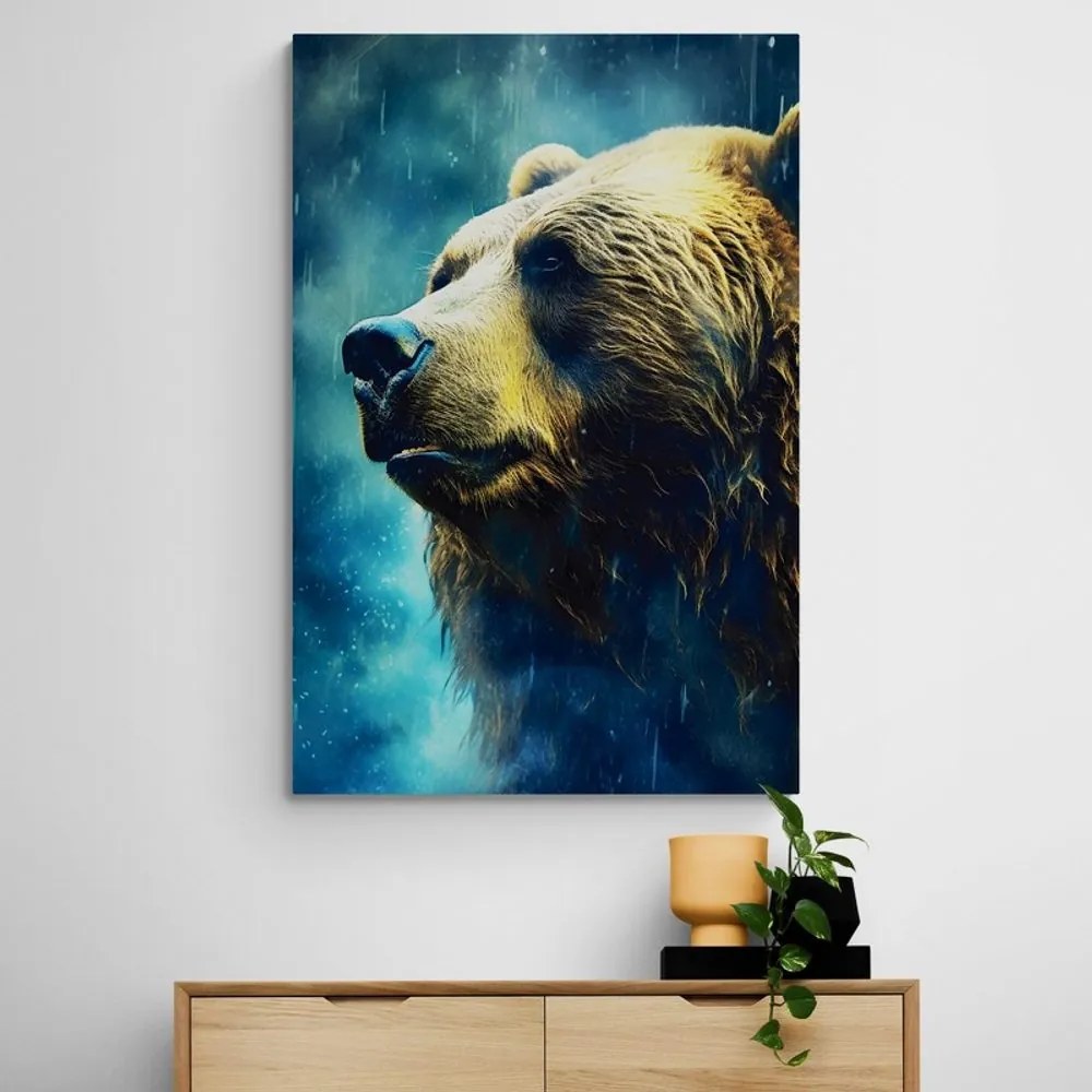 Stampa su tela – Orso blu-oro