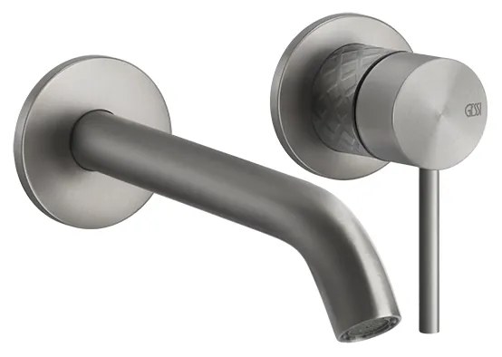 Parte esterna miscelatore lavabo a parete bocca media senza scarico parte incasso non inclusa steel brushed intreccio 54183 gessi