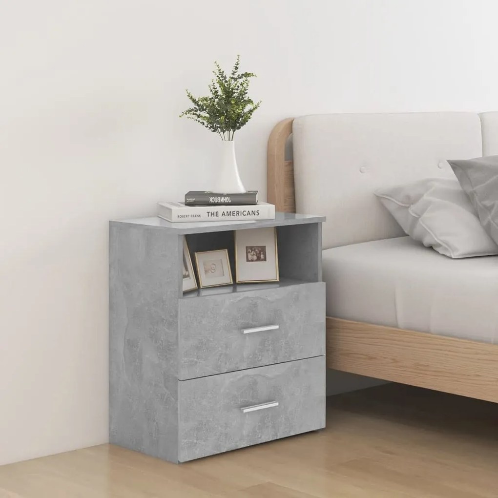 Comodini 2 Pz Grigio Cemento 50x32x60 Cm /
