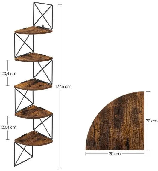 Mensola angolare da parete SNAKE marrone/nero