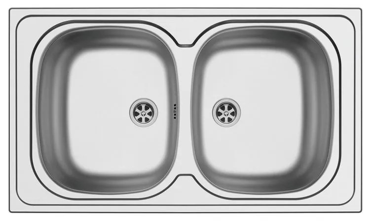 Lavello integrato 2 vasche DELINIA Aurora inox L 50 x L 86 cm argento