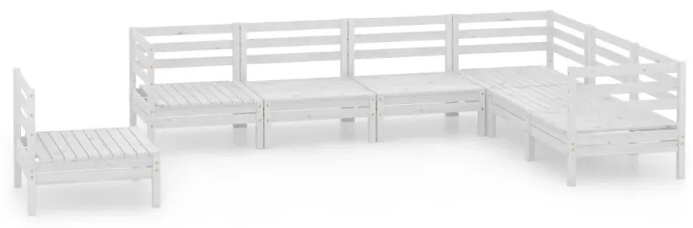 Set salotto da giardino 7 pz in legno massello di pino bianco