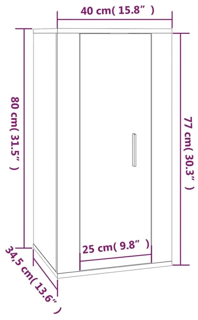 Mobile Porta TV a Parete Bianco 40x34,5x80 cm