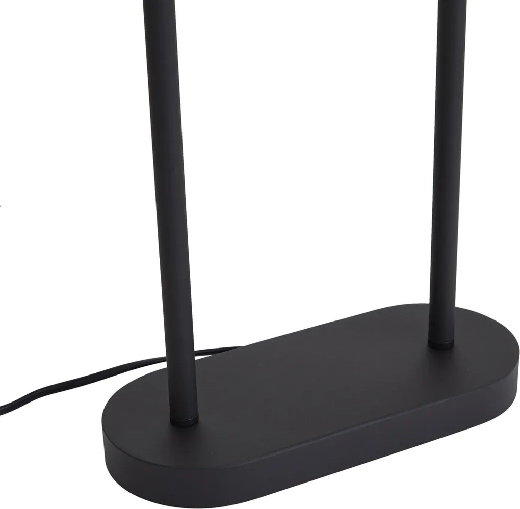 Tafellamp zwart met zwarte ovale kap 35cm - Thijmen