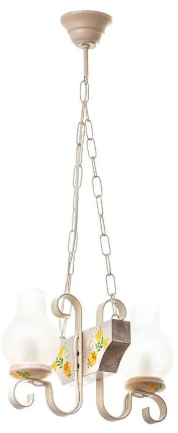 Brilagi - Lampadario a sospensione con catena QUEEN 2xE14/40W/230V faggio/color crema