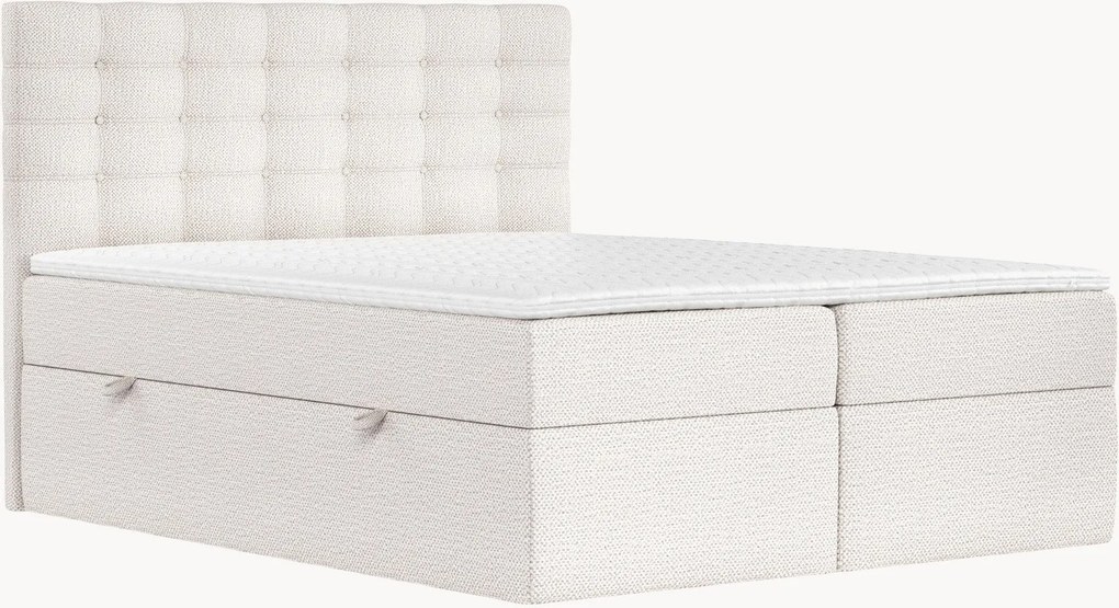 Letto boxspring in ciniglia fatto a mano con contenitore Sansa, H3