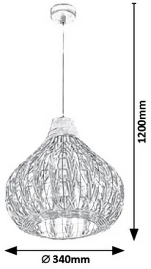 Rabalux 7604 - Lampadario a sospensione con filo ZAHARA 1xE27/40W/230V