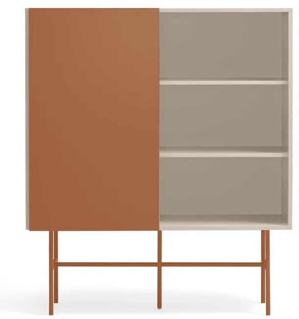 Cassettiera alta con ante scorrevoli in mattone/beige 120x140 cm Nube - Teulat