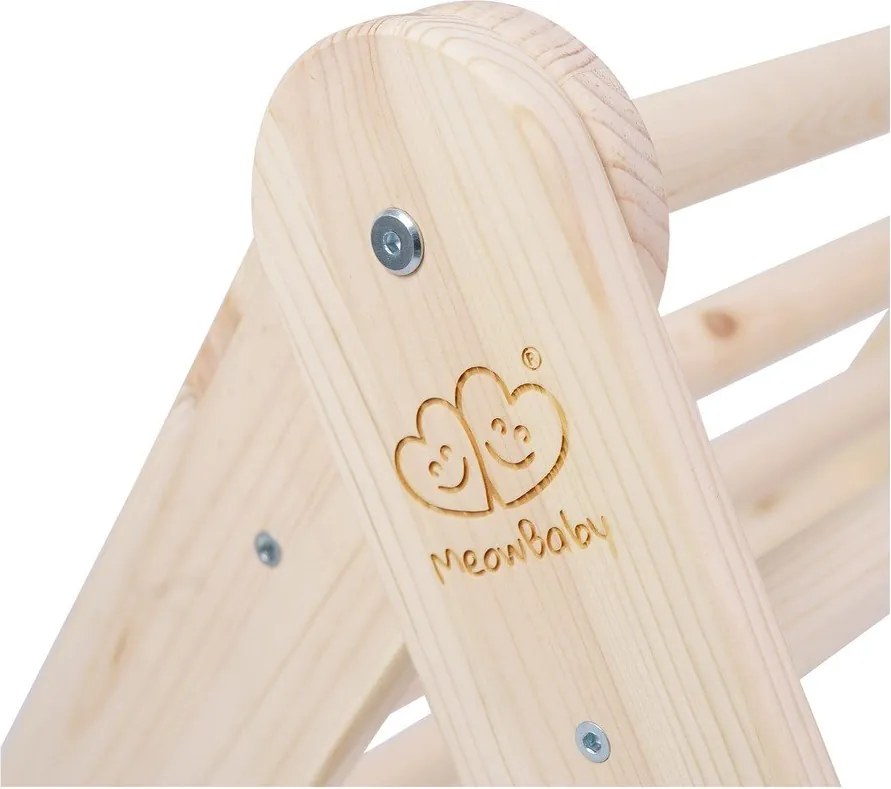 Pikler triangolo montessori azzurro/di colore naturale in pino massiccio 61x60x60 cm Montessori – Meowbaby