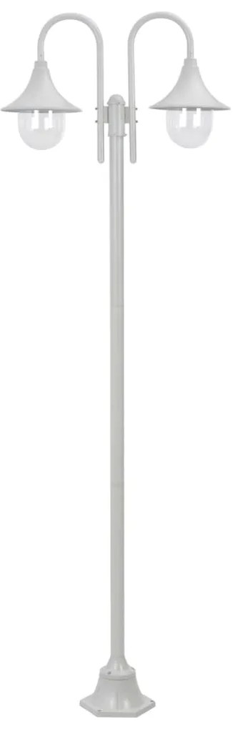 Lampione Da Giardino E27 220 Cm Alluminio 2 Lampade Bianco /
