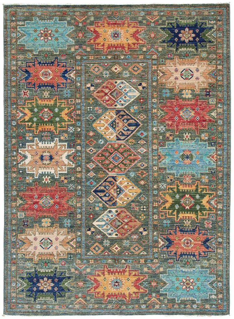 Samarkand Tappeto 200x150 Verde (Pakistan) Annodato A Mano