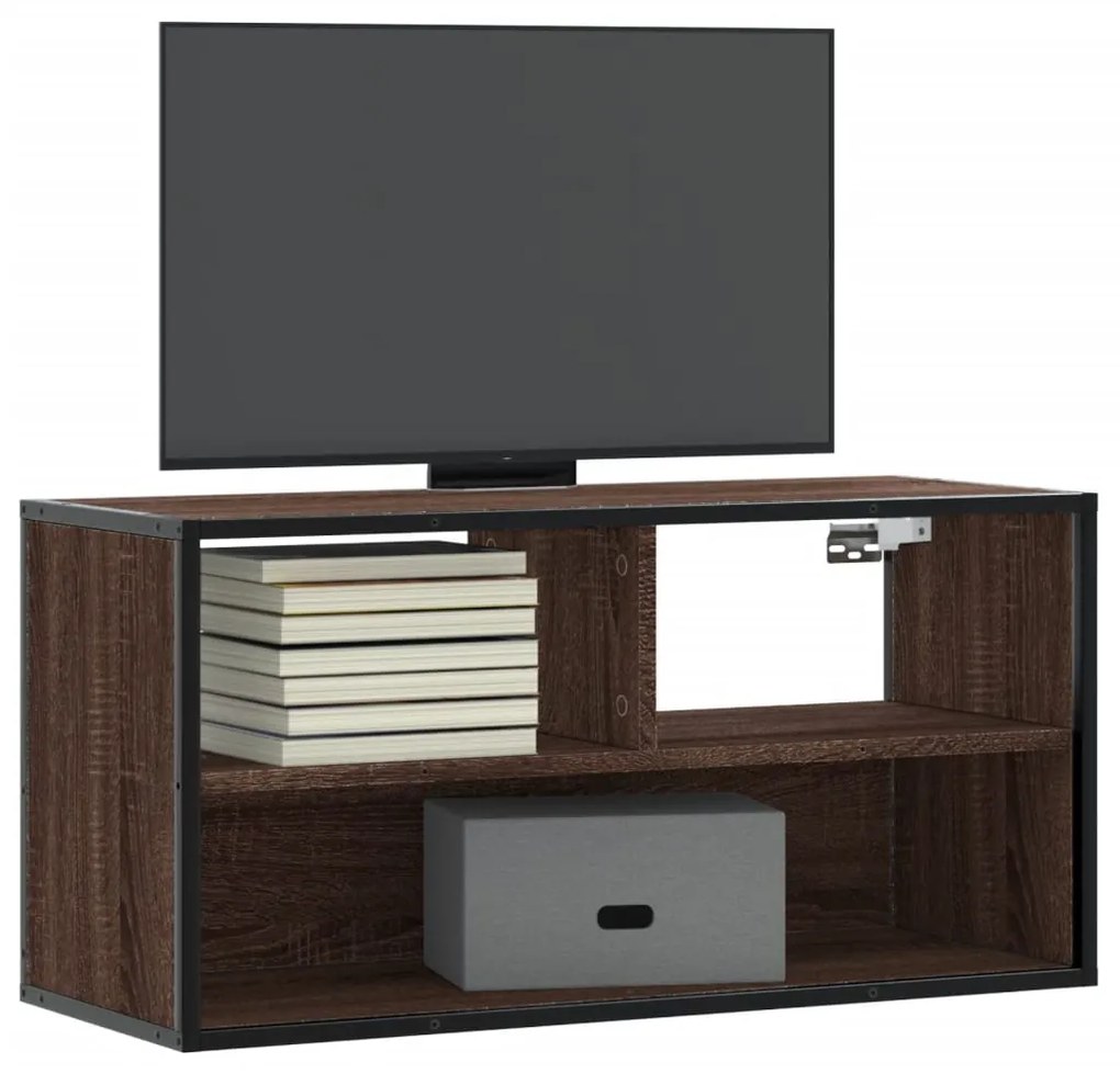 Mobile Tv Rovere Marrone 80x31x39,5cm Legno Multistrato Metallo /