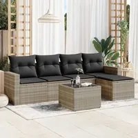 Set Divano da Giardino 6pz con Cuscini Grigio Chiaro Polyrattan 3218892