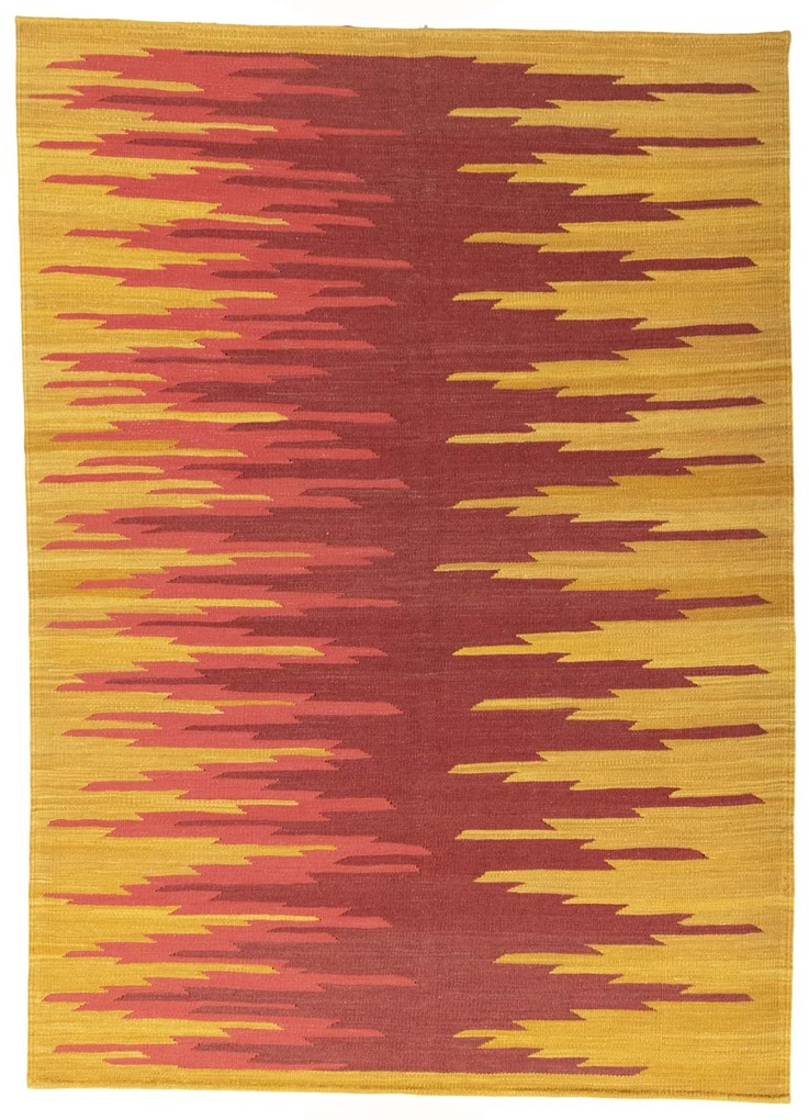 Kilim Tappeto 160x220 Rosso (Iran) Tessuto A Mano