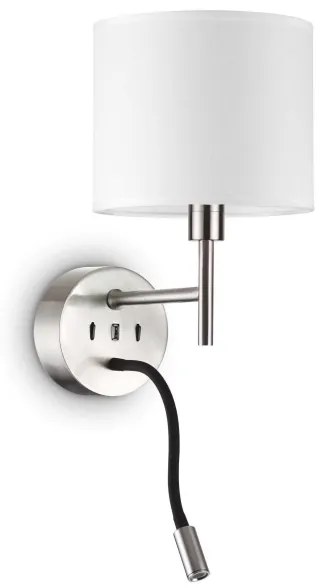 Ideal Lux - LED Flexib. lampada con un supporto SET UP 1xE27/42W+LED/3W/230V USB cromo