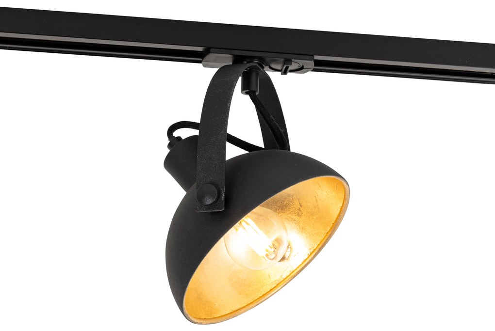 Faretto da binario monofase industriale nero con interno dorato - Iconic Magnax