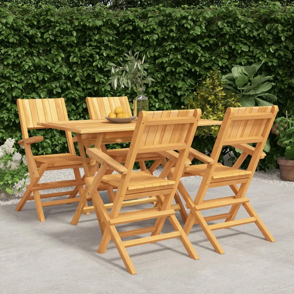 Set Da Pranzo Per Giardino 5 Pz İn Legno Massello Di Teak /