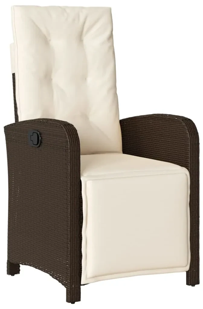 Sedia reclinabile giardino con poggiapiedi marrone polyrattan