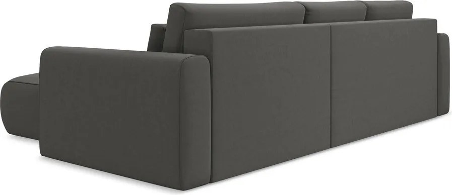 Divano angolare grigio scuro allungabile/con contenitore (con penisola a destra/con chaise lounge) con rivestimento in velluto Kapua – Makamii