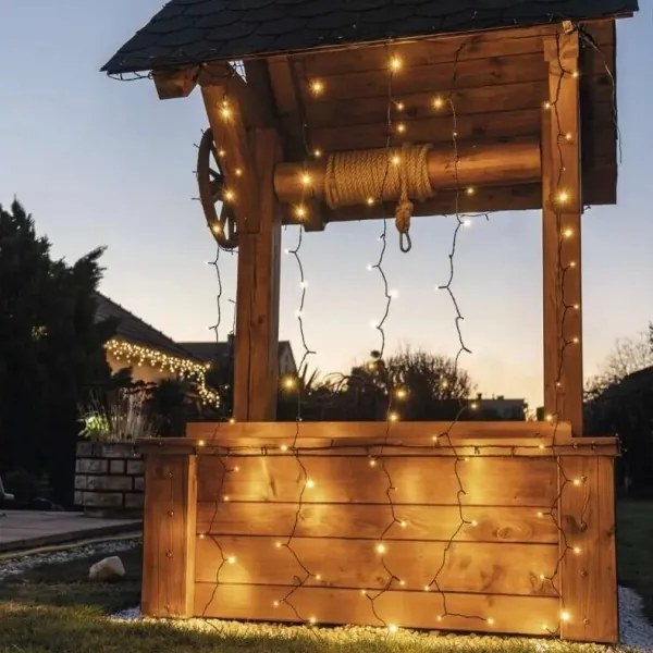 Catena luminosa a LED per esterni 100 LED/1x2m IP44 bianco caldo