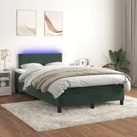 Letto a Molle con Materasso e LED Verde Scuro 120x200cm Velluto 3134276