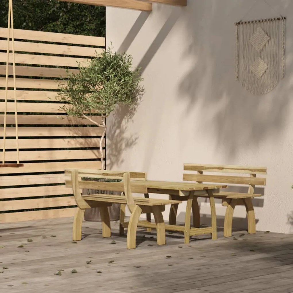 Set da Pranzo da Giardino 3 pz in Legno di Pino Impregnato