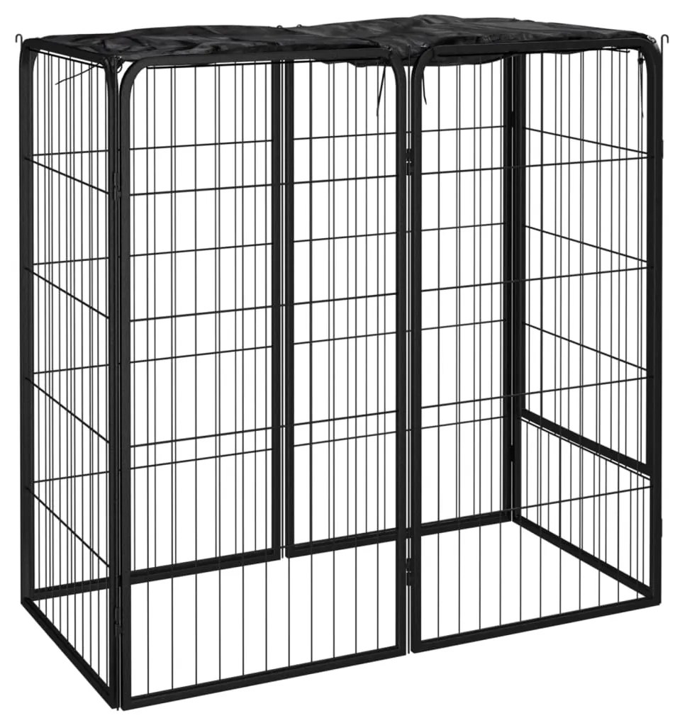 Box Cani A 6 Pannelli Nero 50x100cm Acciaio Verniciato Polvere /