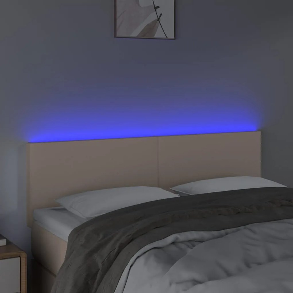 Testiera cappuccino a led 144x5x78/88 cm in similpelle