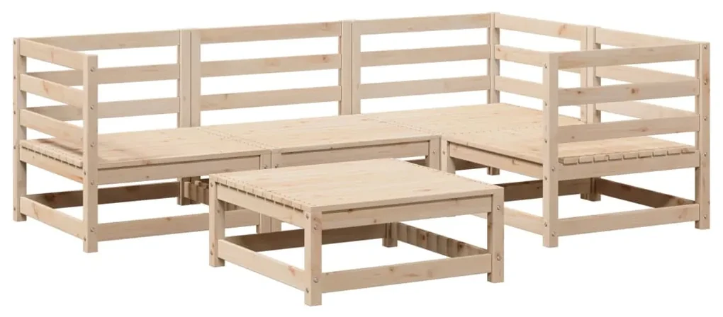 Set divani da giardino 5 pz in legno massello di pino