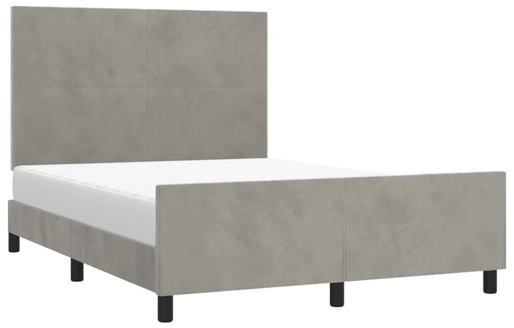 Giroletto con testiera grigio chiaro 140x190 cm in velluto