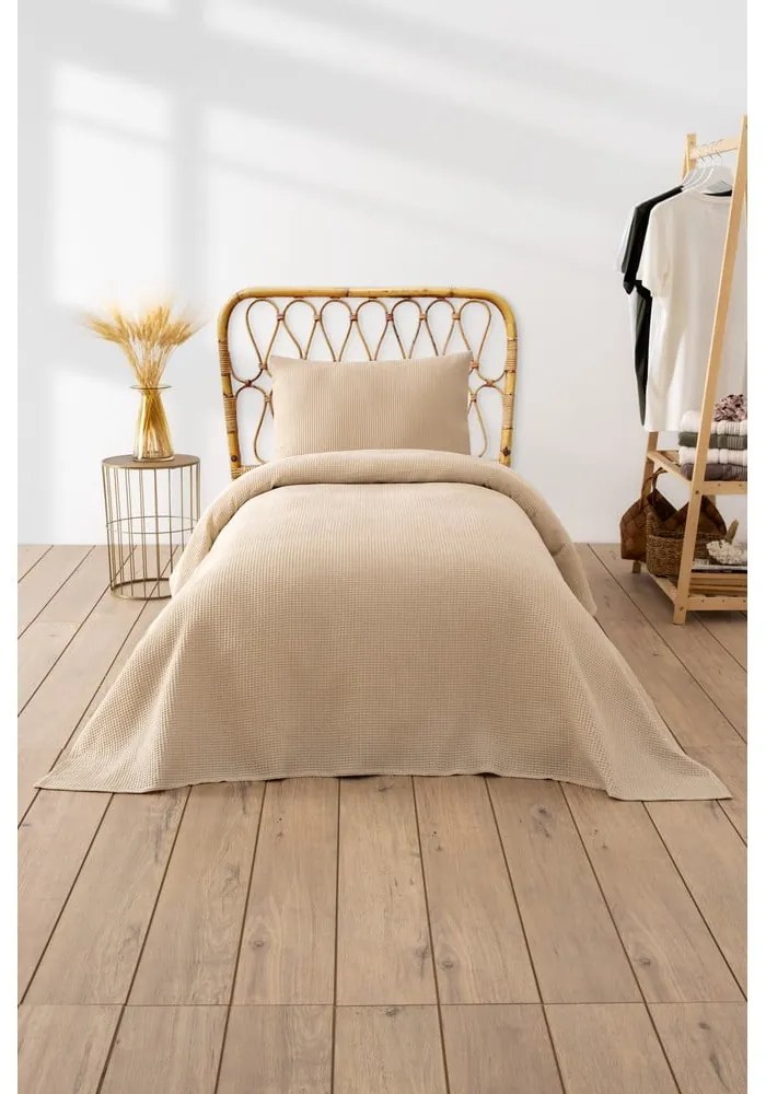 Copriletto beige 160x220 cm Waffle - Mijolnir