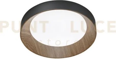 Plafoniera led arka nera e legno 23w 3300lm cct 3000-4000-6500k 40x...