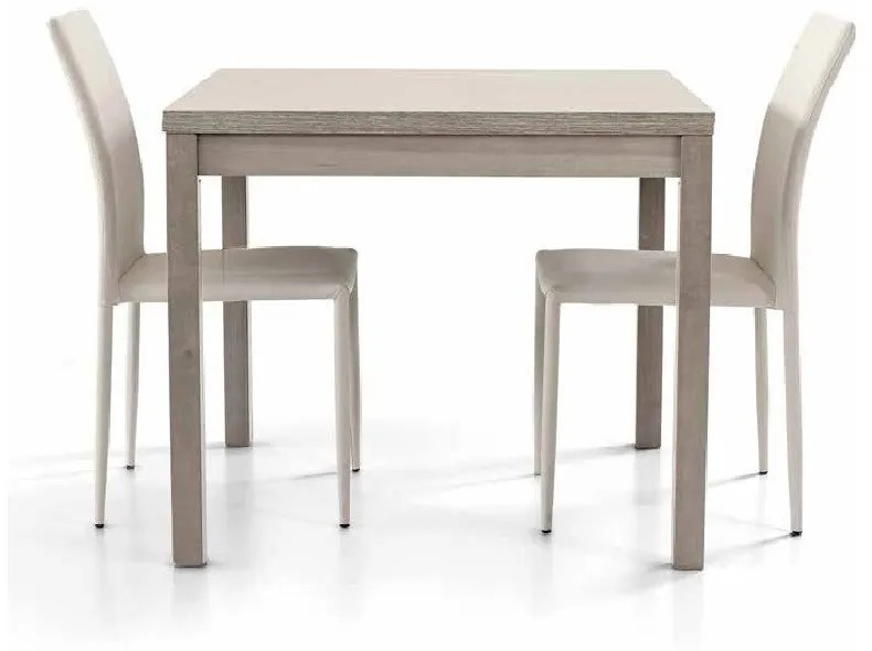 Tavolo da pranzo in legno rovere grigio apertura a libro 90x90 cm