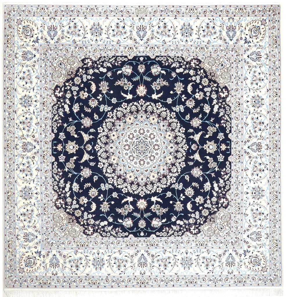 Nain Tappeto 210x210 Blu (Iran) Annodato A Mano