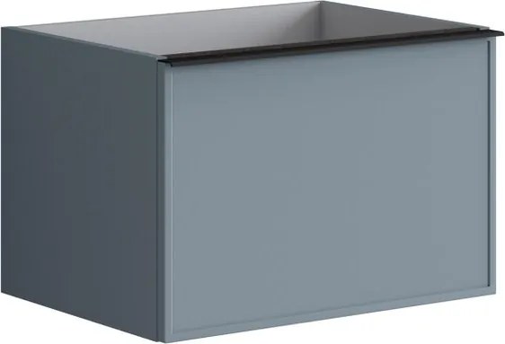 Mobile da bagno sospeso sotto lavabo Pixel frame 2 cassetti L 60 x H 40 x P 45.5 cm blu indaco e maniglia alluminio nero opaco