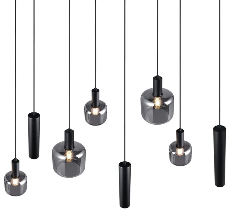 Lampadario nero con paralume in metallo-vetro Mataro - Trio