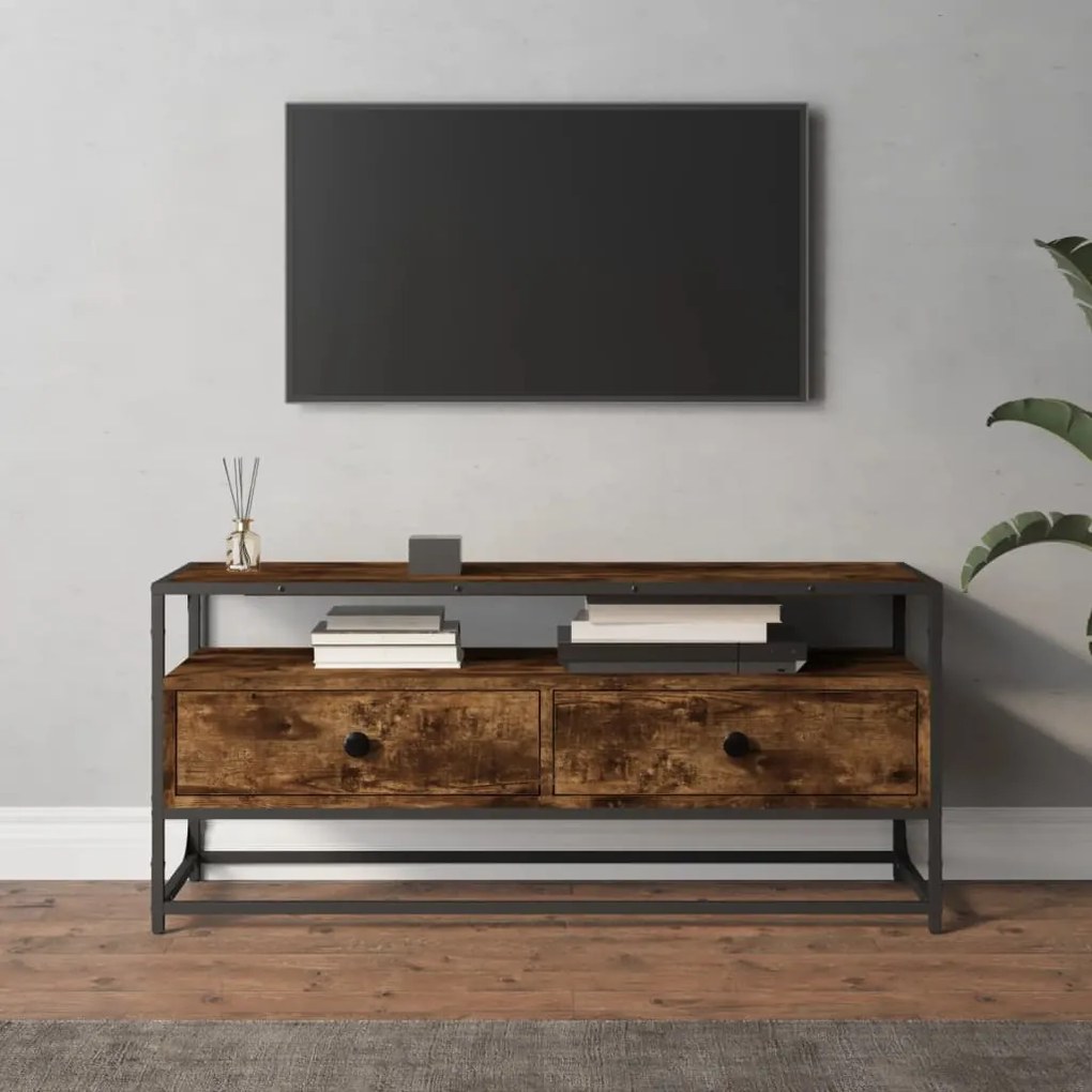 Mobile Porta Tv Rovere Fumo 100x35x45 Cm İn Legno Multistrato /